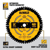 Large Diameter Saw Blades 12-in 60-Tooth Fine Finish Tungsten Carbide-tipped Steel Miter Saw Blade DWA11260