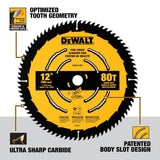 Large Diameter Saw Blades 12-in 80-Tooth Fine Finish Tungsten Carbide-tipped Steel Miter Saw Blade DWA11280