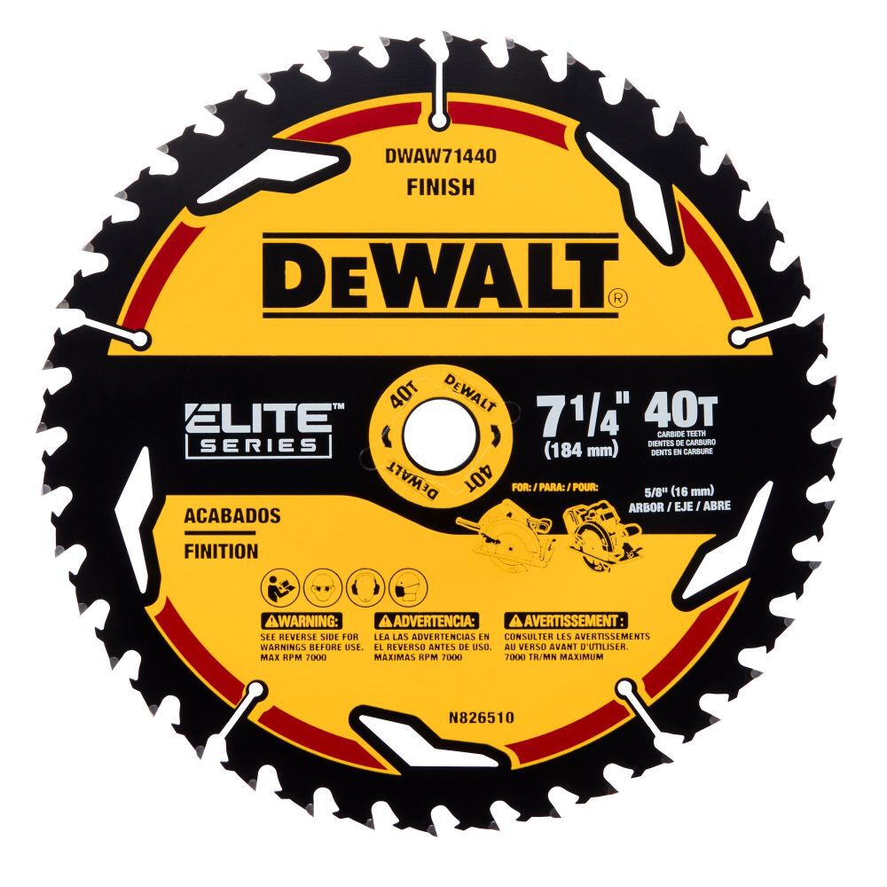 ELITE SERIES 7-1/4-in 60-Tooth Fine Finish Tungsten Carbide-tipped Steel Circular Saw Blade DWAW71460