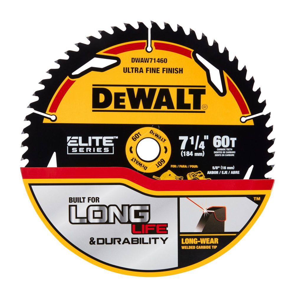 ELITE SERIES 7-1/4-in 60-Tooth Fine Finish Tungsten Carbide-tipped Steel Circular Saw Blade DWAW71460