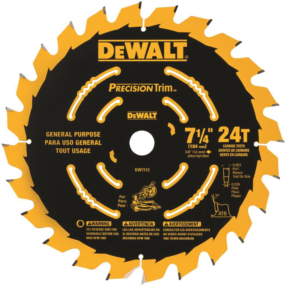 Cordless Miter Saw Blade 7-1/4 In. 24T DW7112PT