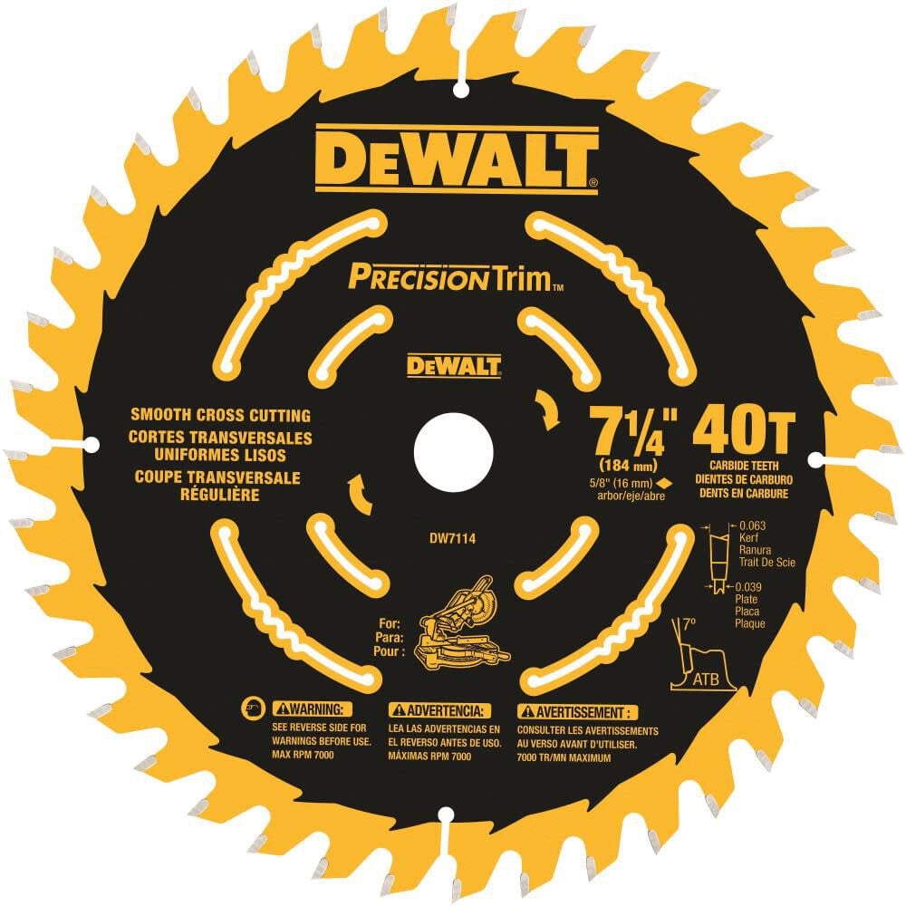 7-1/4-in 40-Tooth Fine Finish Carbide Miter Saw Blade DW7114PT