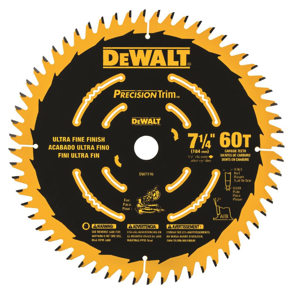 Cordless Miter Saw Blade 7-1/4 In. 60T DW7116PT