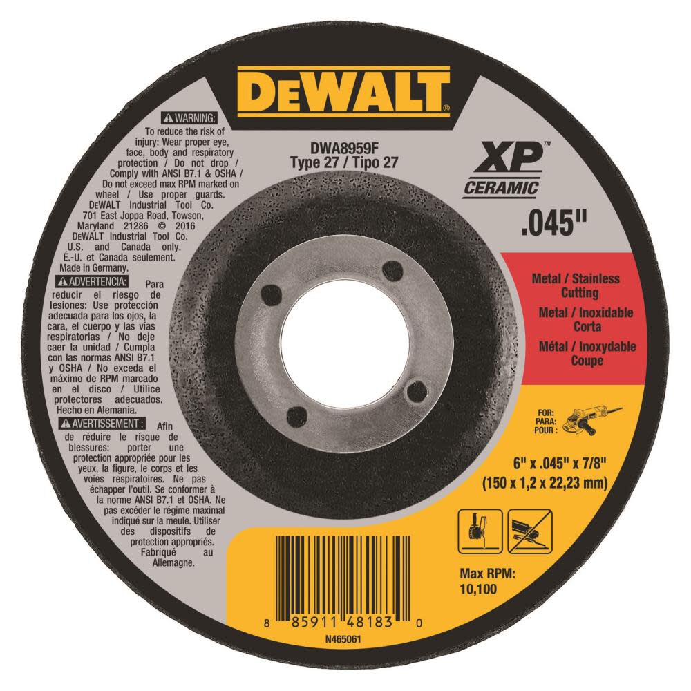 Cut Off Wheel 6 x .045 x 7/8 T27 XP Ceramic DWA8959F