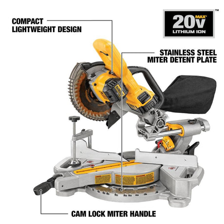 7-1/4-in 20-volt Max Single Bevel Sliding Compound Cordless Miter Saw (Battery and Charger Included) DCS361M1