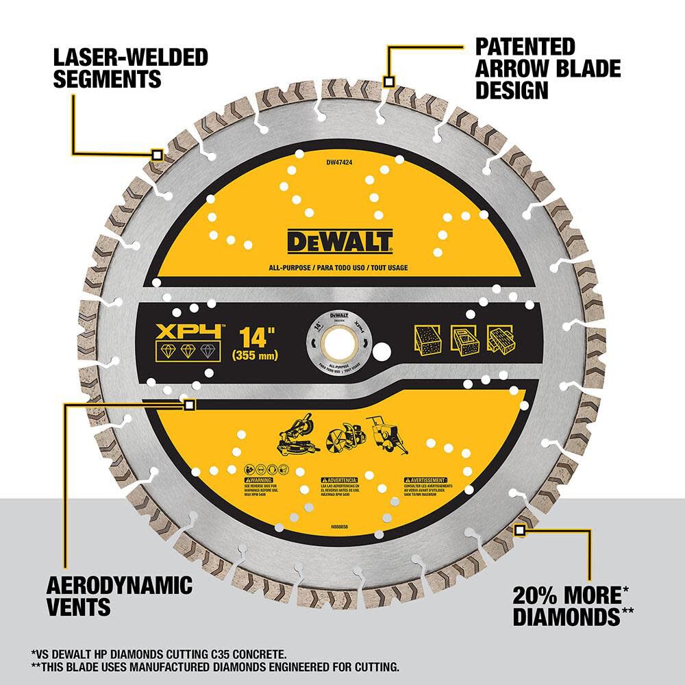 Diamond Blade 14in SEGMENTED XP4 ALL PURPOSE DW47424