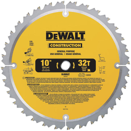 DW 10-in 60T and 10-in 32T Saw Blade DW3106P5