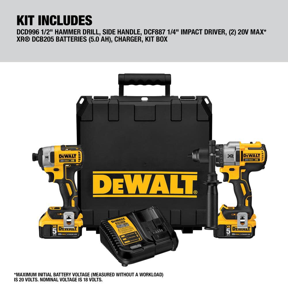 XR 2-Tool 20-Volt Brushless Power Tool Combo Kit with Hard Case (2-Batteries and charger Included) DCK299P2