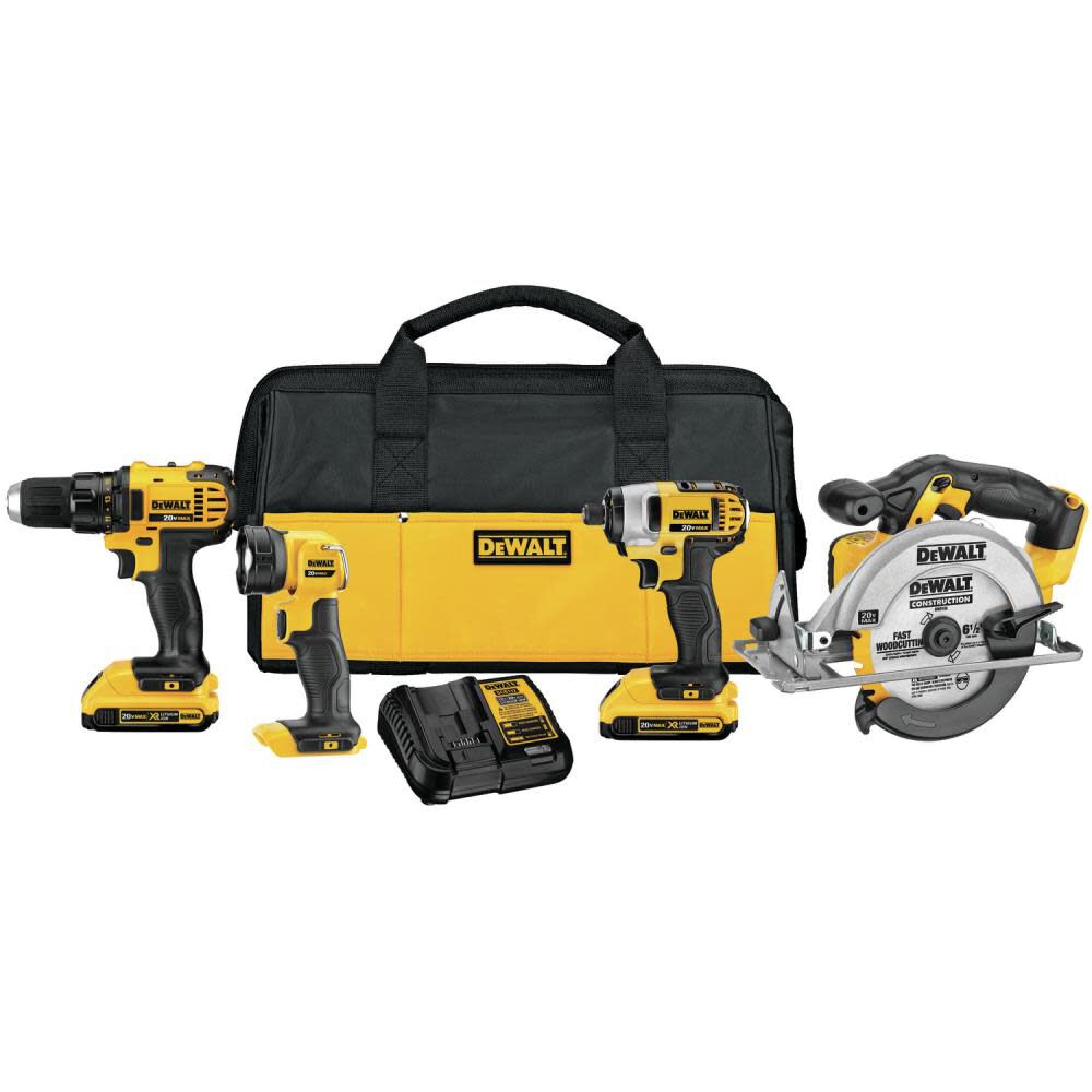 4-Tool 20-Volt Max Power Tool Combo Kit with Soft Case (2-Batteries and charger Included) DCK421D2