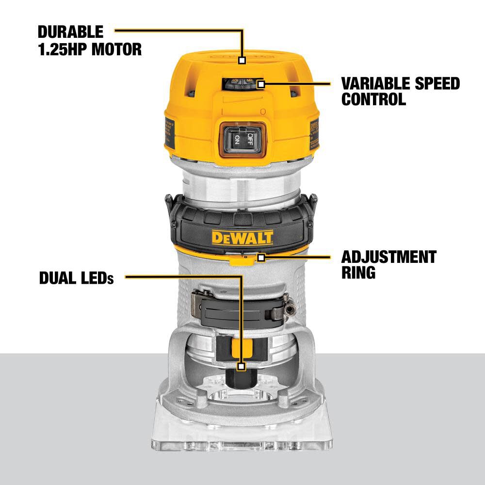 1/4-in 1.25-HP Variable Speed Fixed Corded Router DWP611