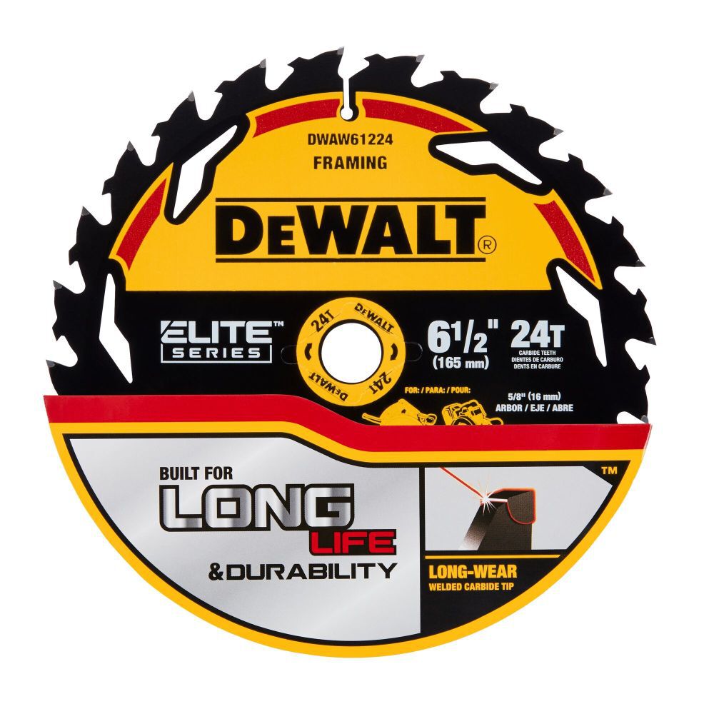 ELITE SERIES 6-1/2-in 24-Tooth Rough Finish Tungsten Carbide-tipped Steel Circular Saw Blade DWAW61224