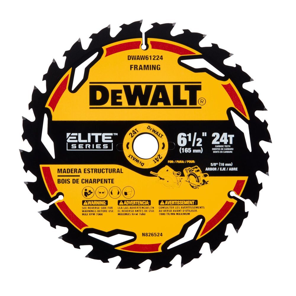 ELITE SERIES 6-1/2-in 24-Tooth Rough Finish Tungsten Carbide-tipped Steel Circular Saw Blade DWAW61224