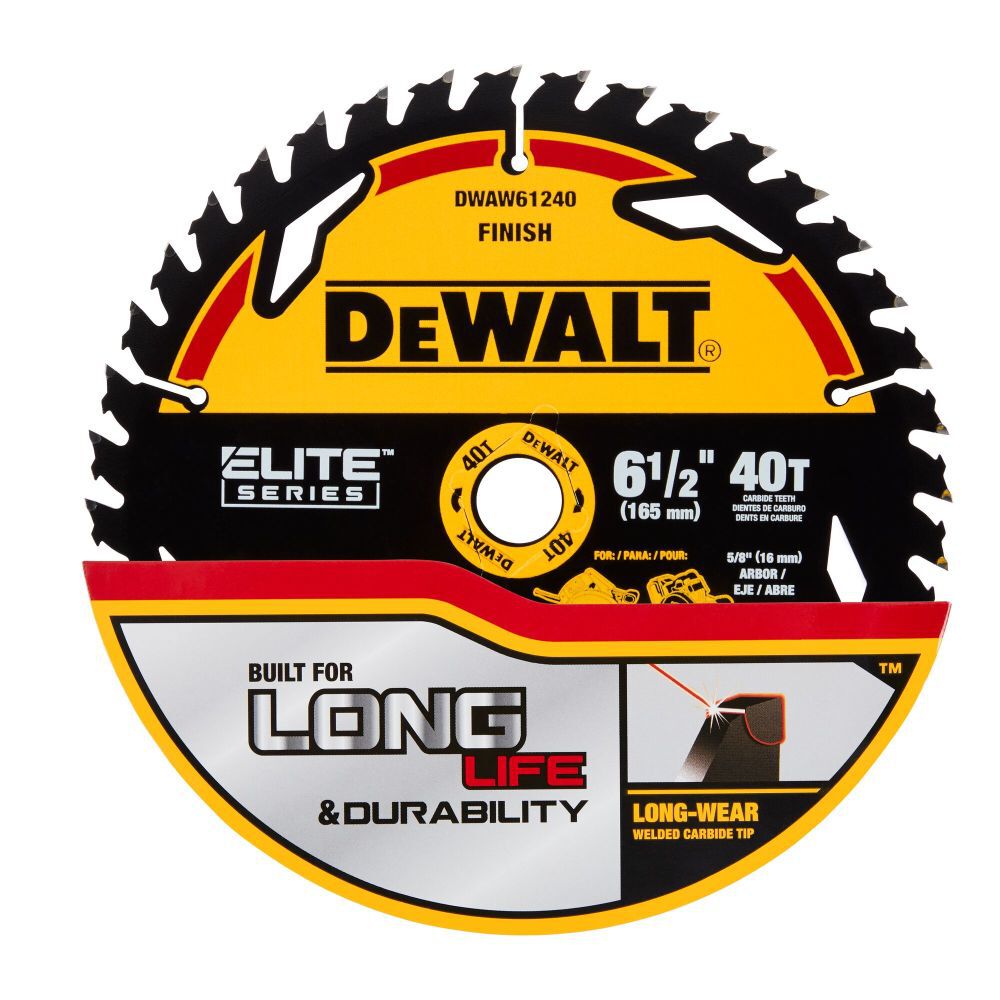 ELITE SERIES 6-1/2-in 40-Tooth Fine Finish Tungsten Carbide-tipped Steel Circular Saw Blade DWAW61240