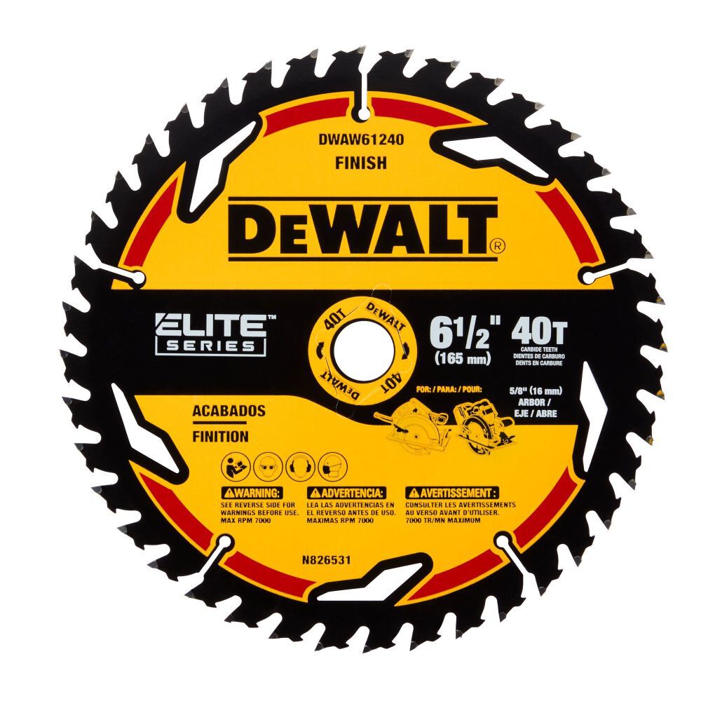 ELITE SERIES 6-1/2-in 40-Tooth Fine Finish Tungsten Carbide-tipped Steel Circular Saw Blade DWAW61240