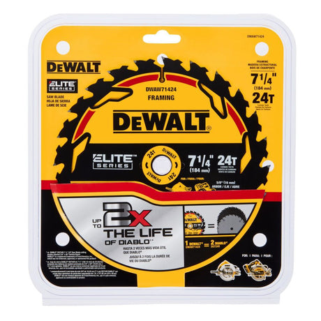 ELITE SERIES 7-1/4-in 24-Tooth Rough Finish Tungsten Carbide-tipped Steel Circular Saw Blade DWAW71424