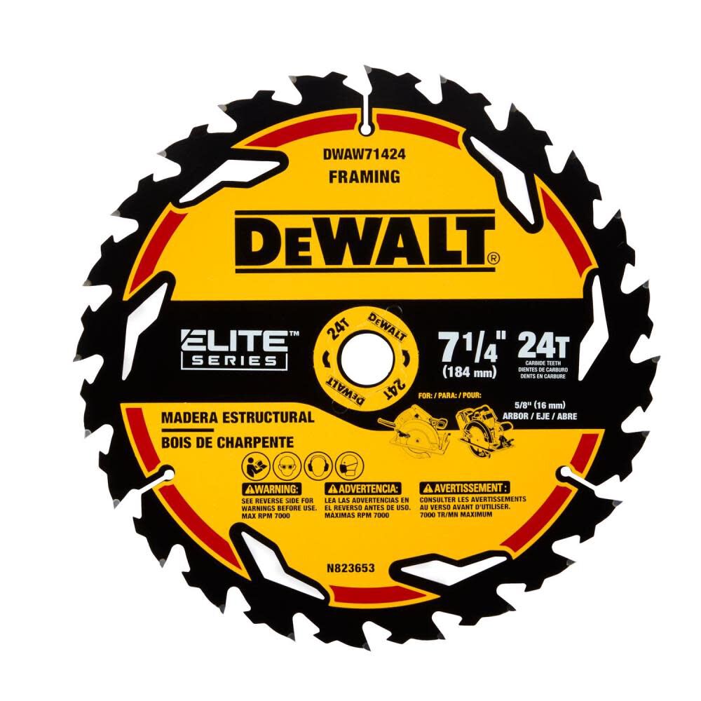 ELITE SERIES 7-1/4-in 24-Tooth Rough Finish Tungsten Carbide-tipped Steel Circular Saw Blade DWAW71424