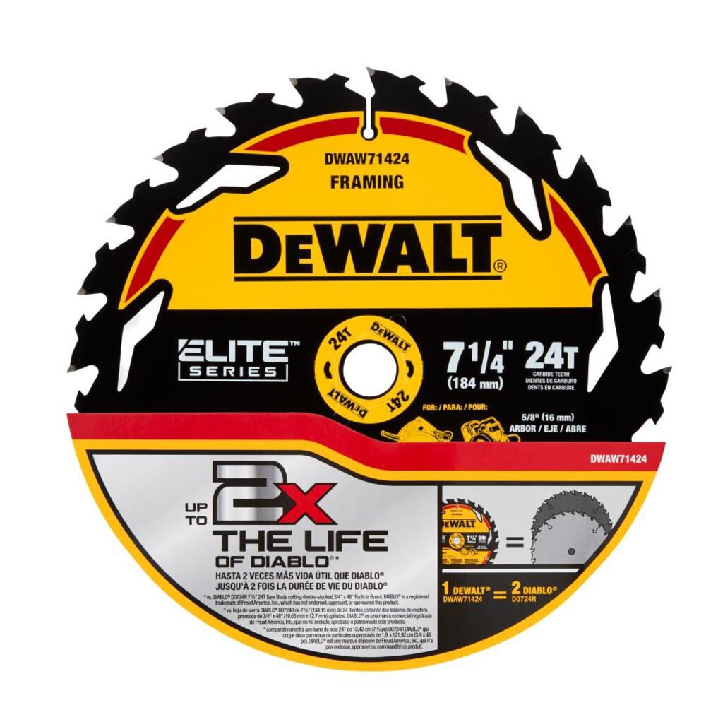 Elite Series Blister Circular Saw Blade 7 1/4in 24T DWAW71424B10