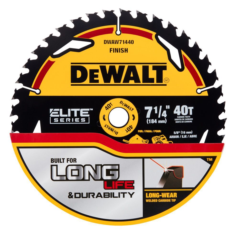 ELITE SERIES 7-1/4-in 40-Tooth Fine Finish Tungsten Carbide-tipped Steel Circular Saw Blade DWAW71440