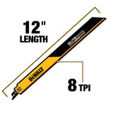 ELITE SERIES Reciprocating Saw Blade 1pk Carbide Tipped 12in 8 TPI Metal Cutting DWAR12108CT-1