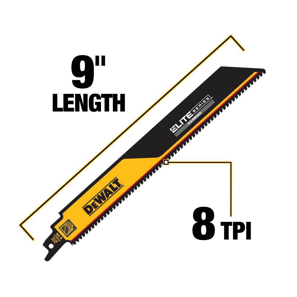 Elite 9-in 8 Tpi Thick Metal Cutting Reciprocating Saw Blade DWAR9108CT-1