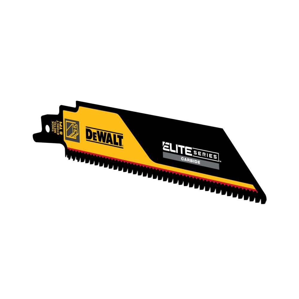 ELITE SERIES Reciprocating Saw Blade 3pk Carbide Tipped 6in 8 TPI Metal Cutting DWAR6108CT-3