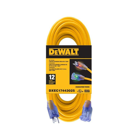 Extension Cord Yellow Lighted 25' 12/3 SJTW DXEC17443025