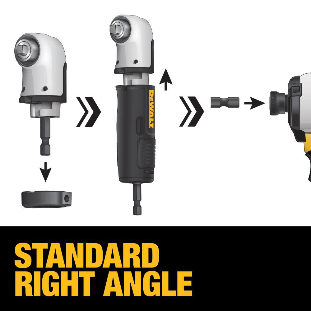 2-In-1 Modular 1/4 Square FlexTorq Right Angle Drill Attachment DWAMRA14FT