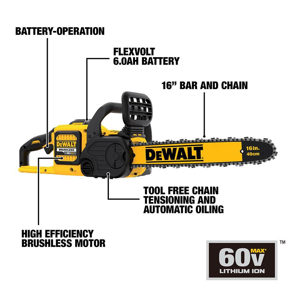 FLEXVOLT 16 in Chainsaw 60V MAX Kit DCCS670X1