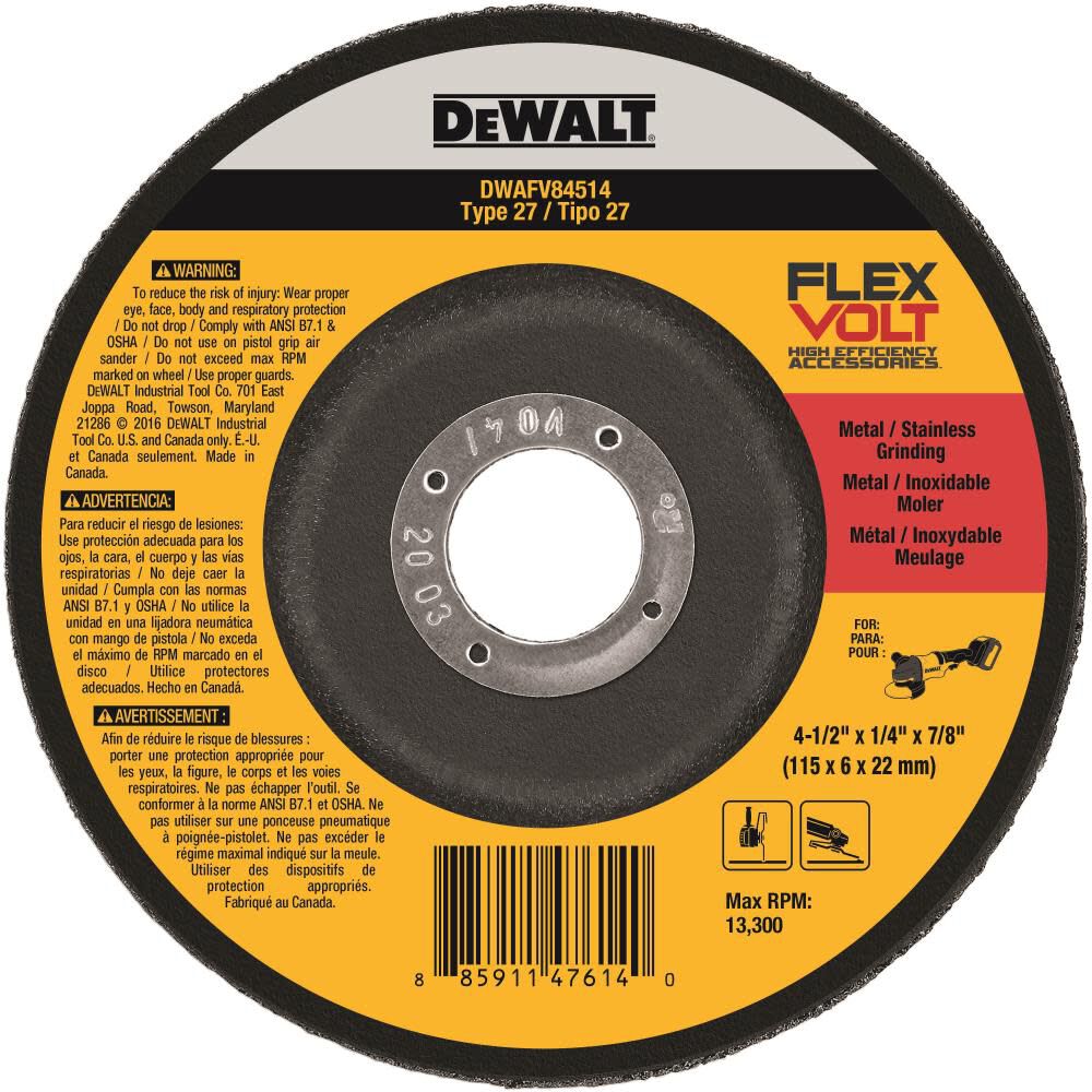 FLEXVOLT 4-1/2 In. x 1/4 In. x 7/8 In. T27 Grinding Wheel DWAFV84514