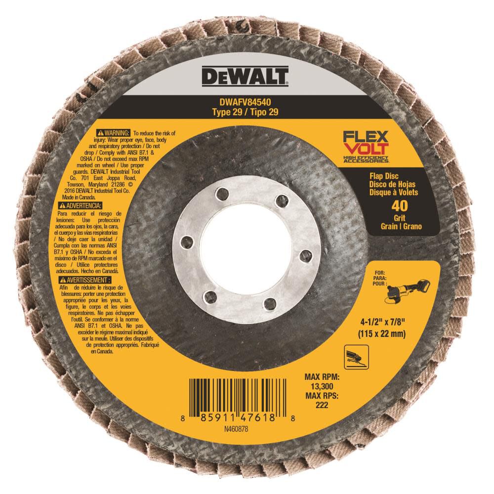 FLEXVOLT 4-1/2 In. x 7/8 In. 40 g T29 Flap Disc DWAFV84540