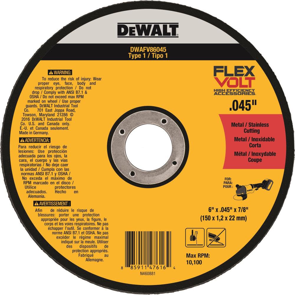 FLEXVOLT 6 In. x .045 In. x 7/8 In. T1 Cutting Wheel DWAFV86045