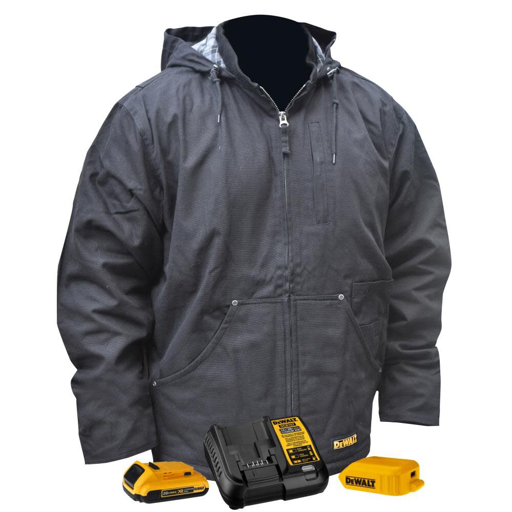 Heated Jacket Kit with Hood Black Medium DCHJ076D1-M