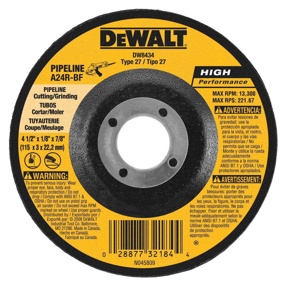 High Performance Pipeline Wheel 4-1/2 In. x 1/8 In. DW8435