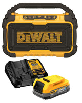 Jobsite Bluetooth Speaker with POWERSTACK 20V MAX Battery & Charger Kit Bundle DCBP034C-DCR010