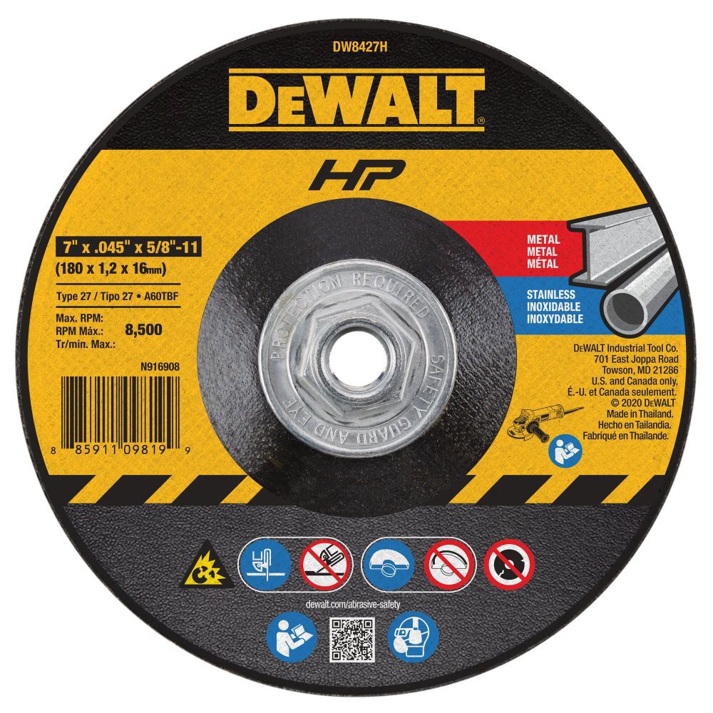 Metal Cutting Wheel 5/8-11 Arbor 7 in By 0.045 in DW8427H