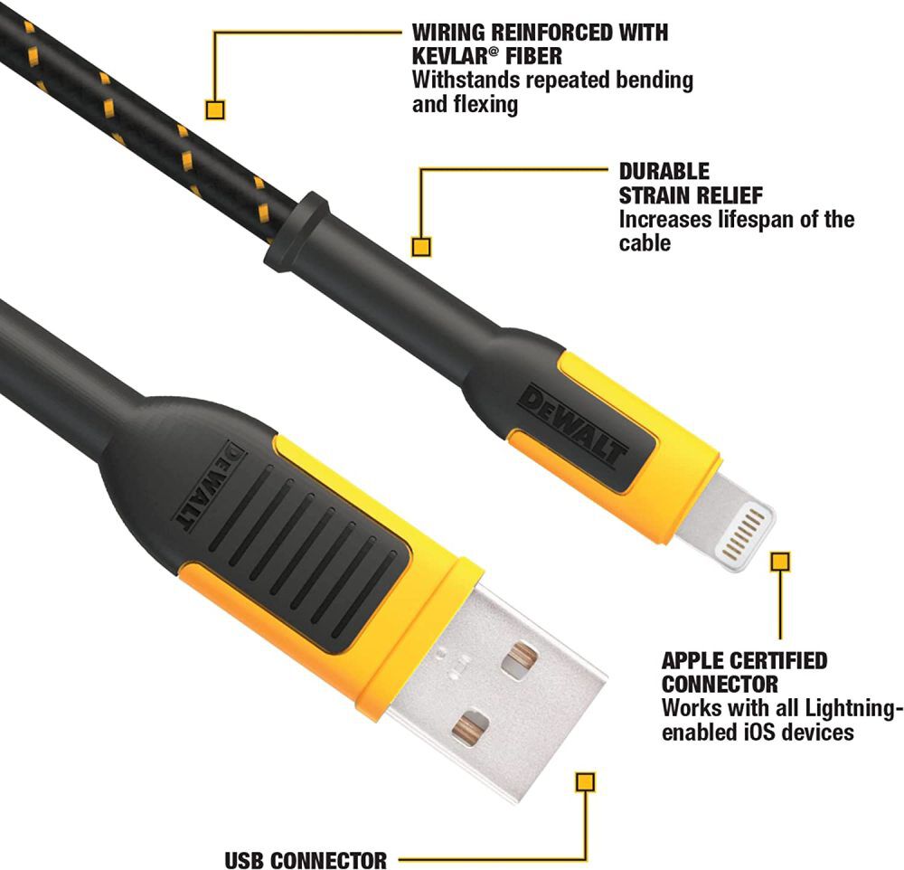 Phone Charger Lightning Reinforced Braided Cord 4' 131 1359 DW2