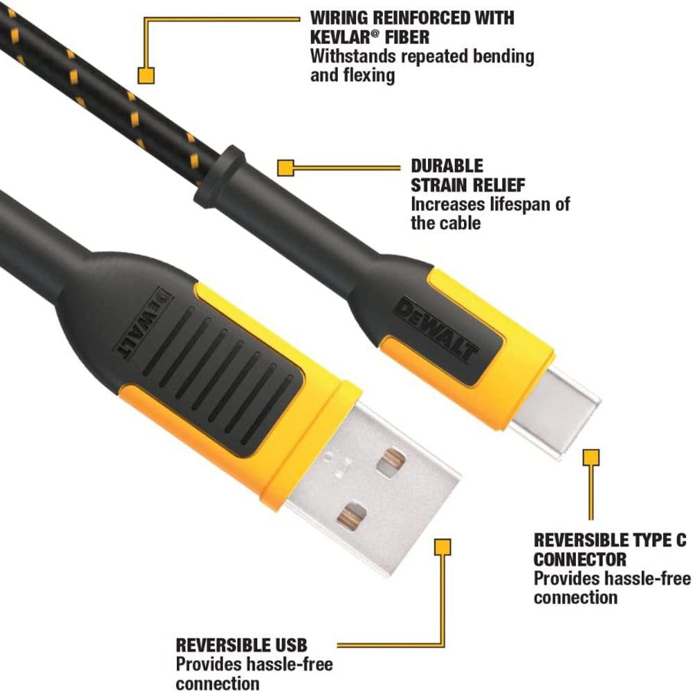 Phone Charger USB-A to USB-C Reinforced Braided Cord 4' 131 1361 DW2