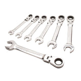 Ratcheting Flex Head Combination Wrench Set SAE 7pc DWMT74195