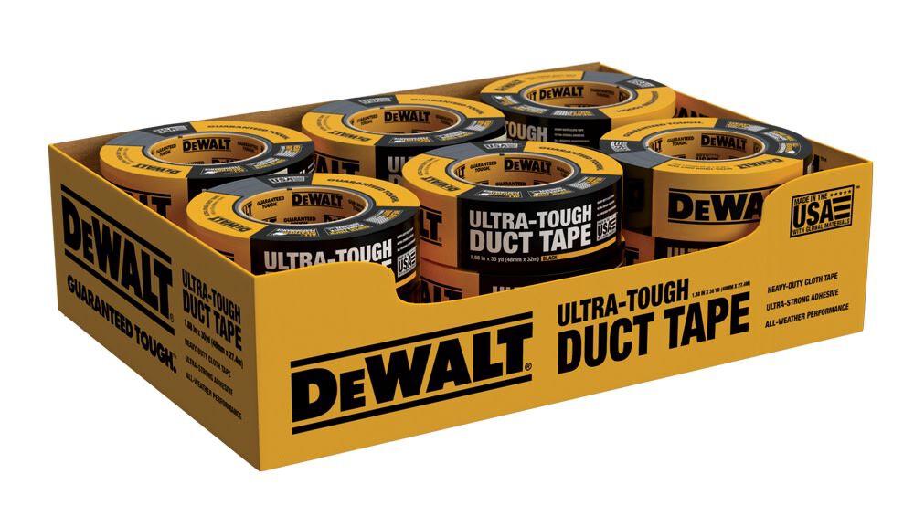 Ultra Tough Duct Tape 1.88in x 30yd Black Case of 18 Rolls 2X30DEWALT18C