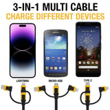 USB to Micro to Type C Retractable 3-in-1 Phone Cord Black/Yellow 131 1364 DW2
