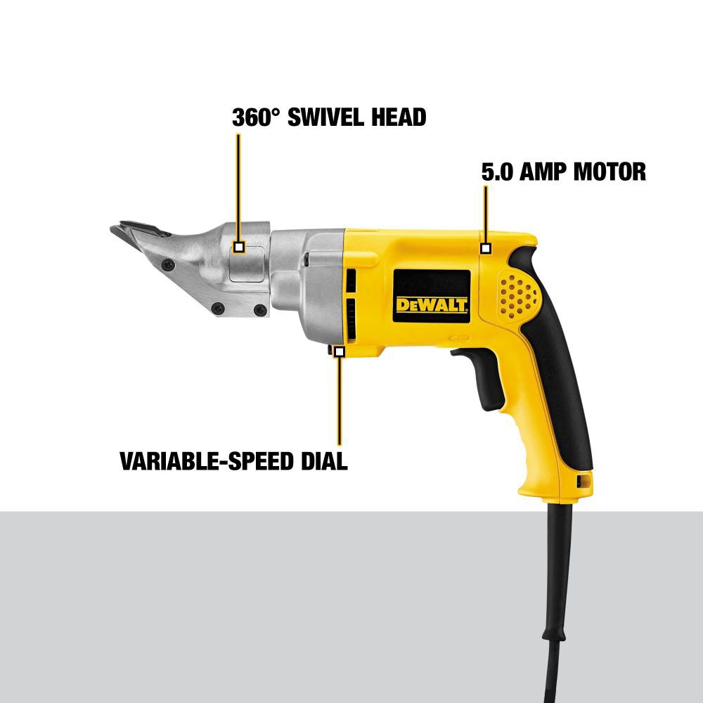 Variable Speed 18 Gauge Swivel Head Shear DW890