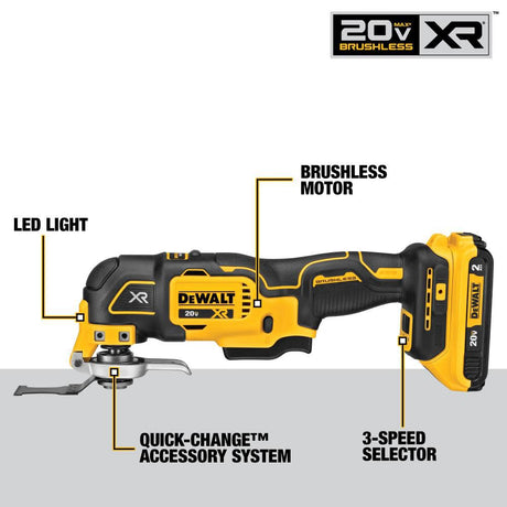 XR 20-volt Max Cordless Brushless Variable 2-Piece Oscillating Multi-Tool Kit with Soft Case (1-Battery Included) DCS356D1