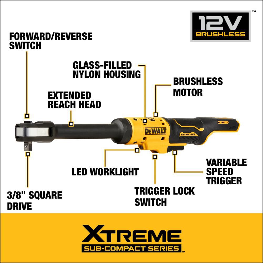 XTREME 20-volt Max Variable Speed Brushless 3/8-in Drive Cordless Ratchet Wrench (Bare Tool) DCF503EB