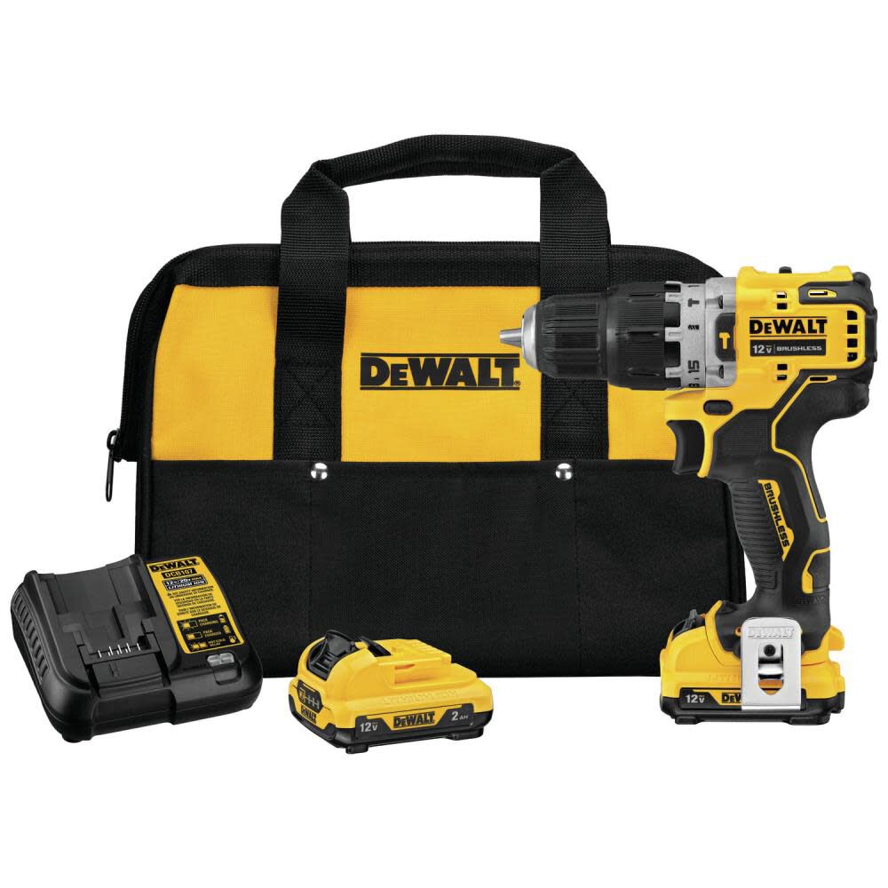 XTREME 12V MAX Brushless 3/8 in. Cordless Hammer Drill Kit DCD706F2