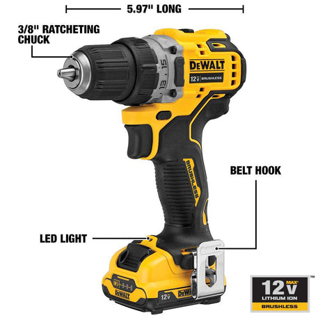 XTREME 12-volt Max 3/8-in Keyless Brushless Cordless Drill (2-Batteries Included, Charger Included and Soft Bag included) DCD701F2