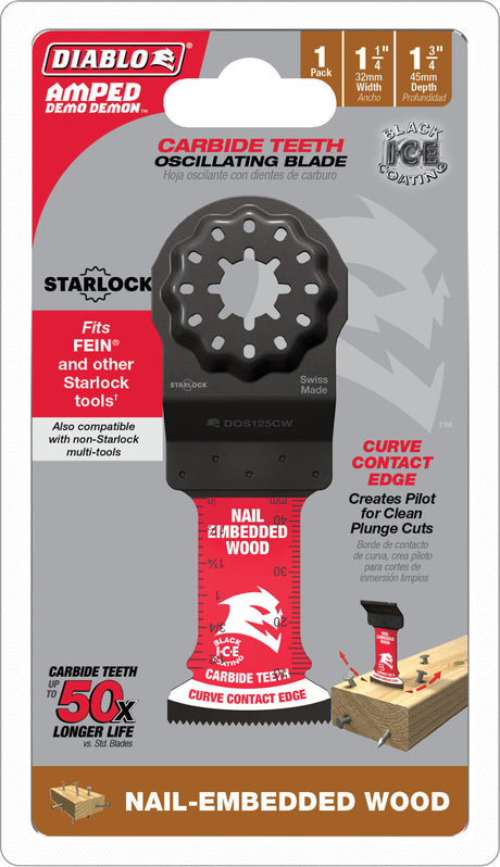 1-1/4in Starlock AMPED Carbide Teeth Oscillating Blade for Nail-Embedded DOS125CW