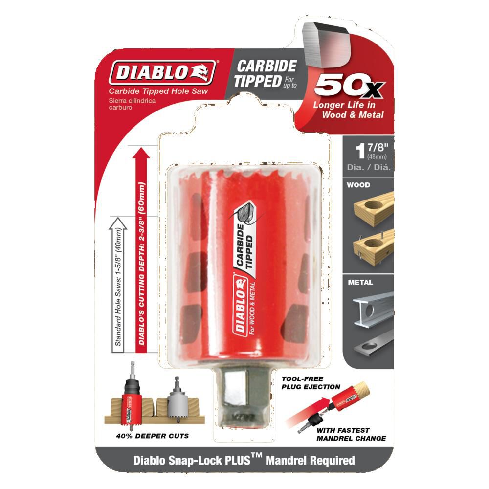 1-7/8in (48mm) Carbide-Tip Wood & Metal Holesaw DHS1875CT