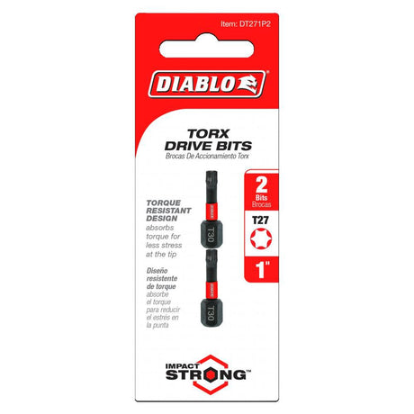 Tools 1 Inch #27 Torx Drive Bits 2 Pack DT271P2