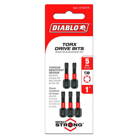 Tools 1 Inch #30 Torx Drive Bits 5 Pack DT301P5