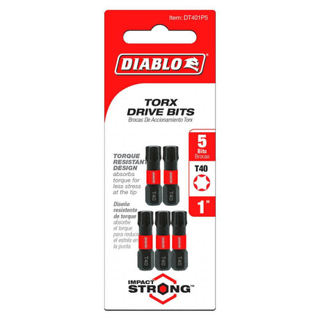 Tools 1 Inch #40 Torx Drive Bits 5 Pack DT401P5